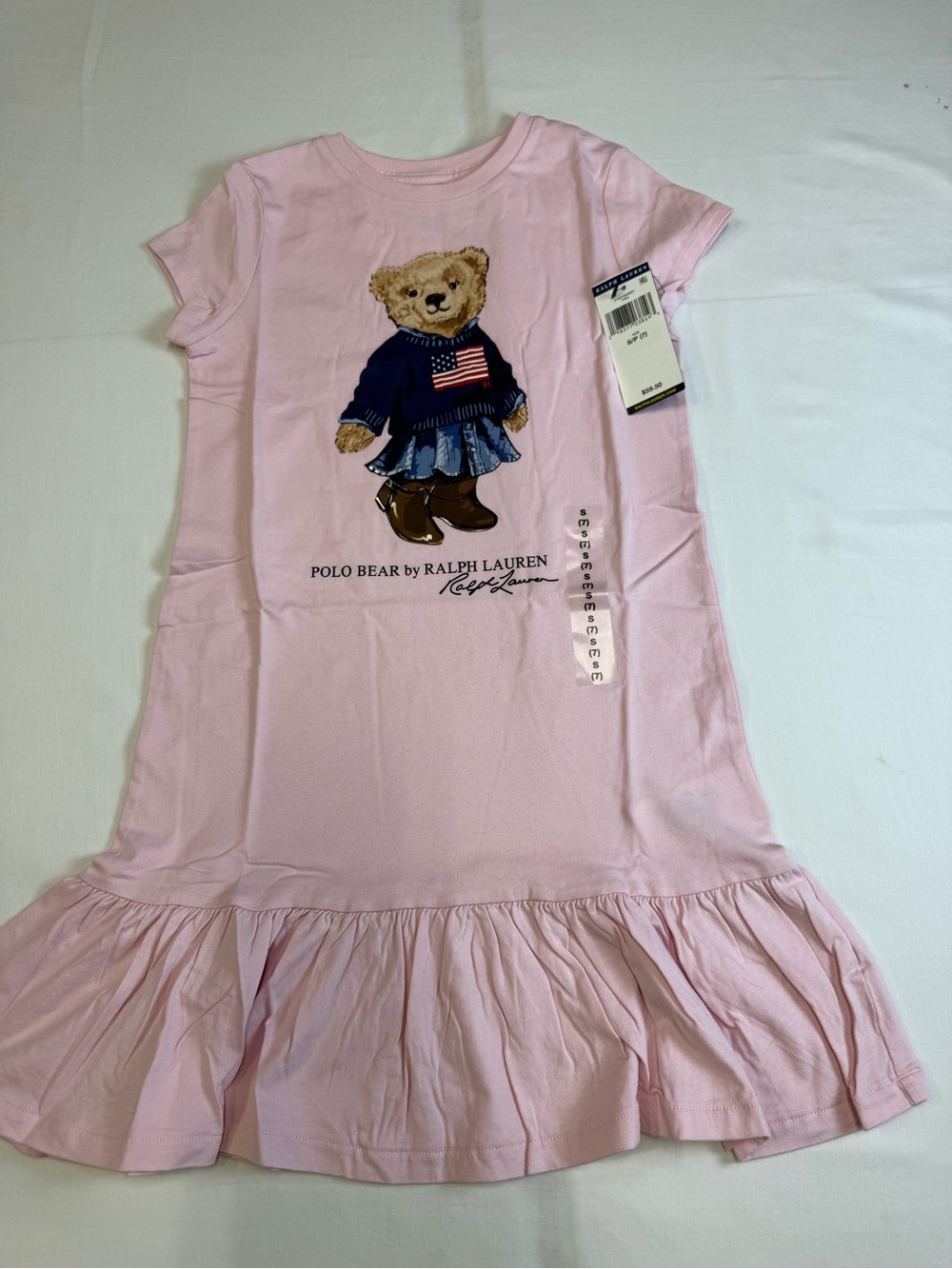 NWT GIRLS Polo Ralph Lauren Polo SZ Small 7 DRESS BEAR